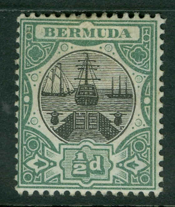 Bermuda mint ½d green and black, hinged. Scott #28